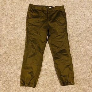 ZARA - GOLD / GREEN zipper joggers tight WOMEBS 8
